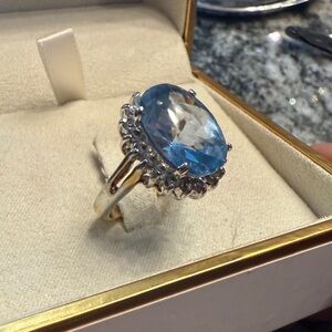 Vintage Elegant Blue and Silver electroplated Women's Ring